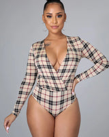 Perfect Harmony Bodysuit (Beige Print) front view showing bodysuit silhouette and fit
