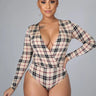 Perfect Harmony Bodysuit (Beige Print) front view showing bodysuit silhouette and fit