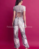 Women's Up Mesh pant set lace style back view
