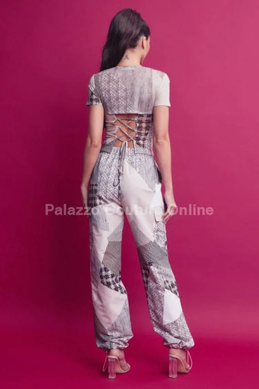 Women's Up Mesh pant set lace style back view