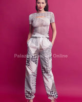 Shop Perfect Match Cargo Pants Set - Lace-Up Mesh Top online at Palazzo Couture Miami boutique
