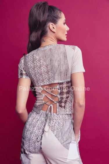 Elegant Up Mesh lace two piece pant set styled for going out