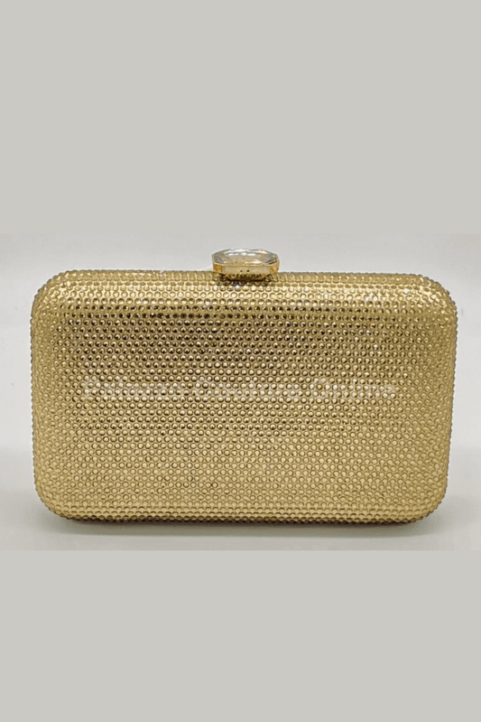 Perfect Timing Rhinestones Clutch Gold / One Size Hand Bag