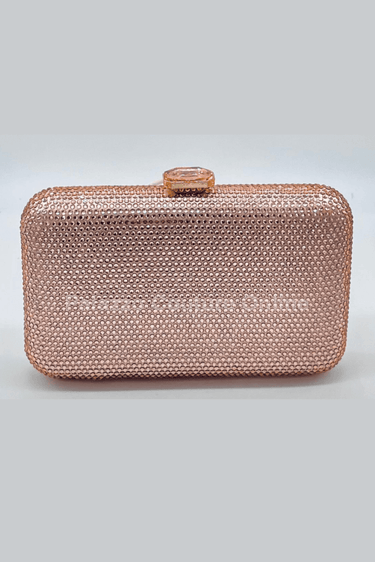 Perfect Timing Rhinestones Clutch Rose Gold - Palazzo Couture Online