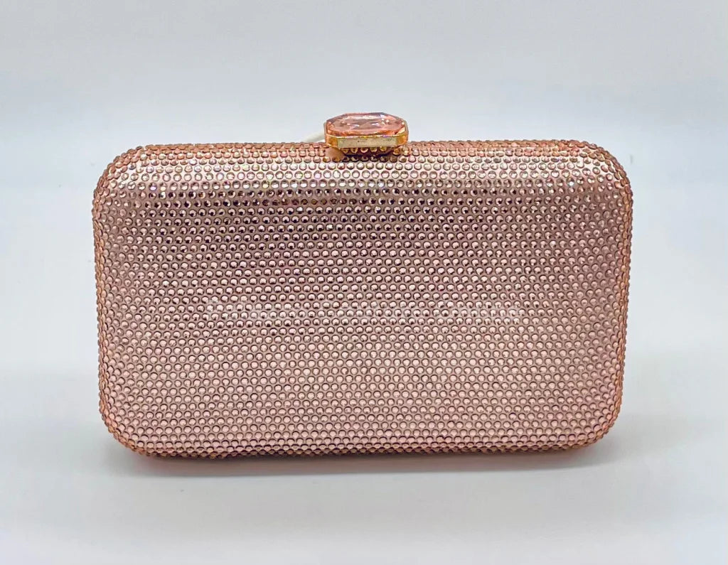 Perfect Timing Rhinestones Clutch Rose Gold Hand Bag