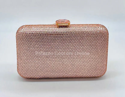 Perfect Timing Rhinestones Clutch Rose Gold Hand Bag