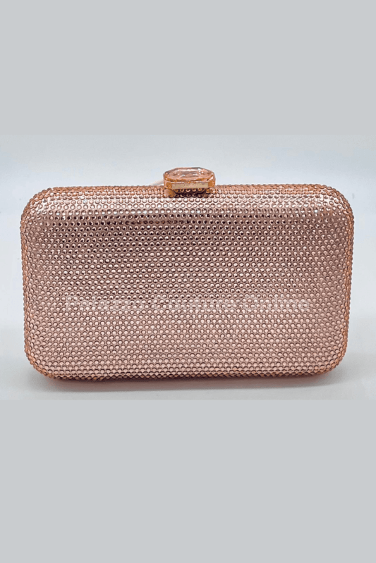 Perfect Timing Rhinestones Clutch Rose Gold / One Size Hand Bag