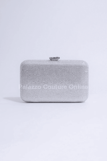 Perfect Timing Rhinestones Clutch Silver - Palazzo Couture Online