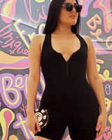 Perfection Zipper Basic Romper (Black) - stylish one-piece outfit