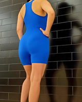 Perfection Zipper Basic Romper (Blue ) - Palazzo Couture Online