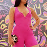 Perfection Zipper Basic Romper (Hot Pink) - Palazzo Couture Online