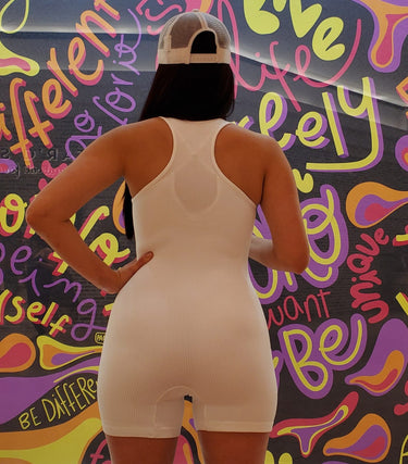 Perfection Zipper Basic Romper (White) - Palazzo Couture Online