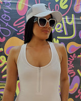 Perfection Zipper Basic Romper (White) - Palazzo Couture Online