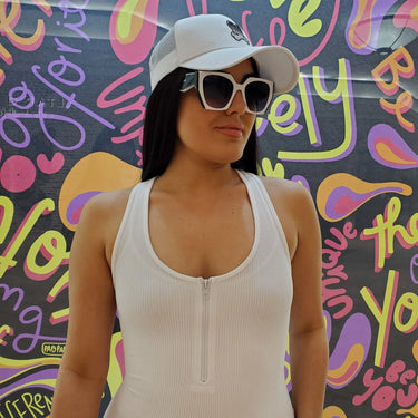 Perfection Zipper Basic Romper (White) - stylish one-piece outfit