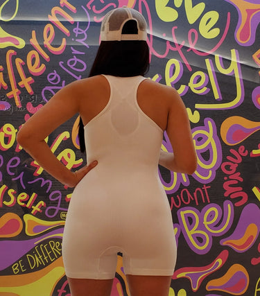 Perfection Zipper Basic Romper (White) - trendy women's romper