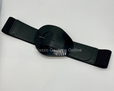 Perpetual Fantasy Plain Buckle, Elastic Belt (Black) - Palazzo Couture Online