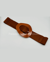 Perpetual Fantasy Plain Buckle, Elastic Belt (Camel) - Palazzo Couture Online