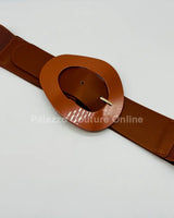 Perpetual Fantasy Plain Buckle, Elastic Belt (Camel) - Palazzo Couture Online