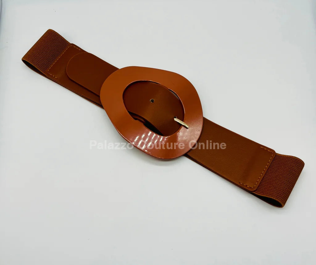 Perpetual Fantasy Plain Buckle Elastic Belt (Camel)