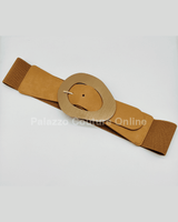 Perpetual Fantasy Plain Buckle Elastic Belt (Khaki) - Palazzo Couture Online