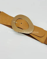 Perpetual Fantasy Plain Buckle Elastic Belt (Khaki) - women's statement waist belt accessory