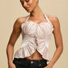 Peyton Pleated Top - Champagne for women - crop top by Palazzo Couture
