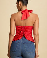Peyton Pleated Top - Red - Palazzo Couture Online