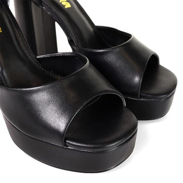 Platform Bliss Chunky Heels - Black - Palazzo Couture Online