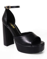 Platform Bliss Chunky Heels - Black - Palazzo Couture Online