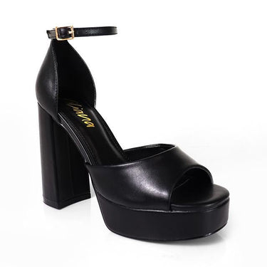 Platform Bliss Chunky Heels - Black - Palazzo Couture Online