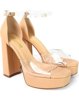Platform Bliss Chunky Heels - Clear - Palazzo Couture Online