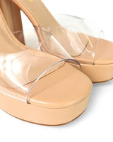 Platform Bliss Chunky Heels - Clear - Palazzo Couture Online