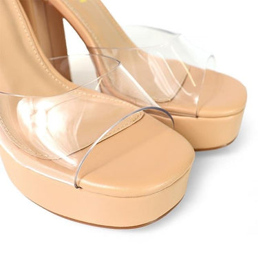 Platform Bliss Chunky Heels - Clear - Palazzo Couture Online