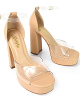 Platform Bliss Chunky Heels -Clear for women - stylish heels by Palazzo Couture