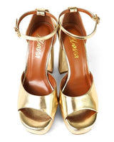 Platform Bliss Chunky Heels - Gold - Palazzo Couture Online