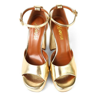 Platform Bliss Chunky Heels - Gold - Palazzo Couture Online