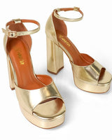 Platform Bliss Chunky Heels - Gold - Palazzo Couture Online