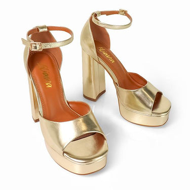 Platform Bliss Chunky Heels - Gold - Palazzo Couture Online