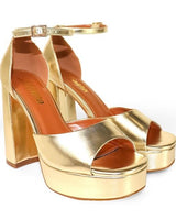 Platform Bliss Chunky Heels - Gold - Palazzo Couture Online