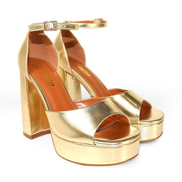 Platform Bliss Chunky Heels - Gold - Palazzo Couture Online