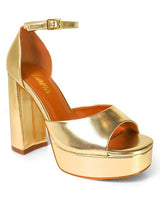 Platform Bliss Chunky Heels - Gold - Palazzo Couture Online