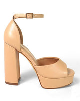 Platform Bliss Chunky Heels - Nude - Palazzo Couture Online