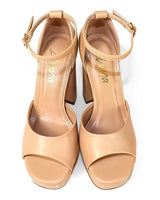Platform Bliss Chunky Heels - Nude - Palazzo Couture Online