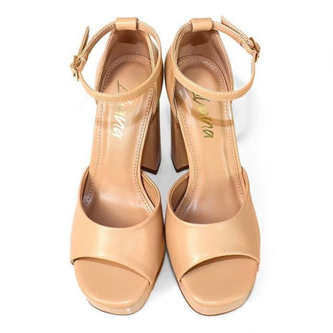 Platform Bliss Chunky Heels - Nude - Palazzo Couture Online