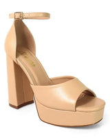 Platform Bliss Chunky Heels -Nude - trendy women's heels for every occasion