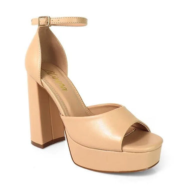 Platform Bliss Chunky Heels -Nude - trendy women's heels for every occasion