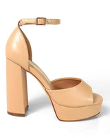 Platform Bliss Chunky Heels -Nude - chic shoes by Palazzo Couture