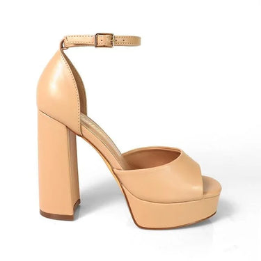 Platform Bliss Chunky Heels -Nude - chic shoes by Palazzo Couture