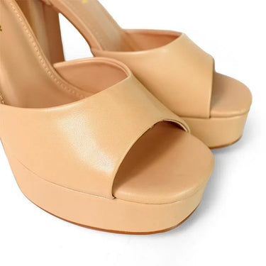 Platform Bliss Chunky Heels -Nude - women's statement party shoes