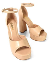 Platform Bliss Chunky Heels -Nude for women - stylish heels by Palazzo Couture